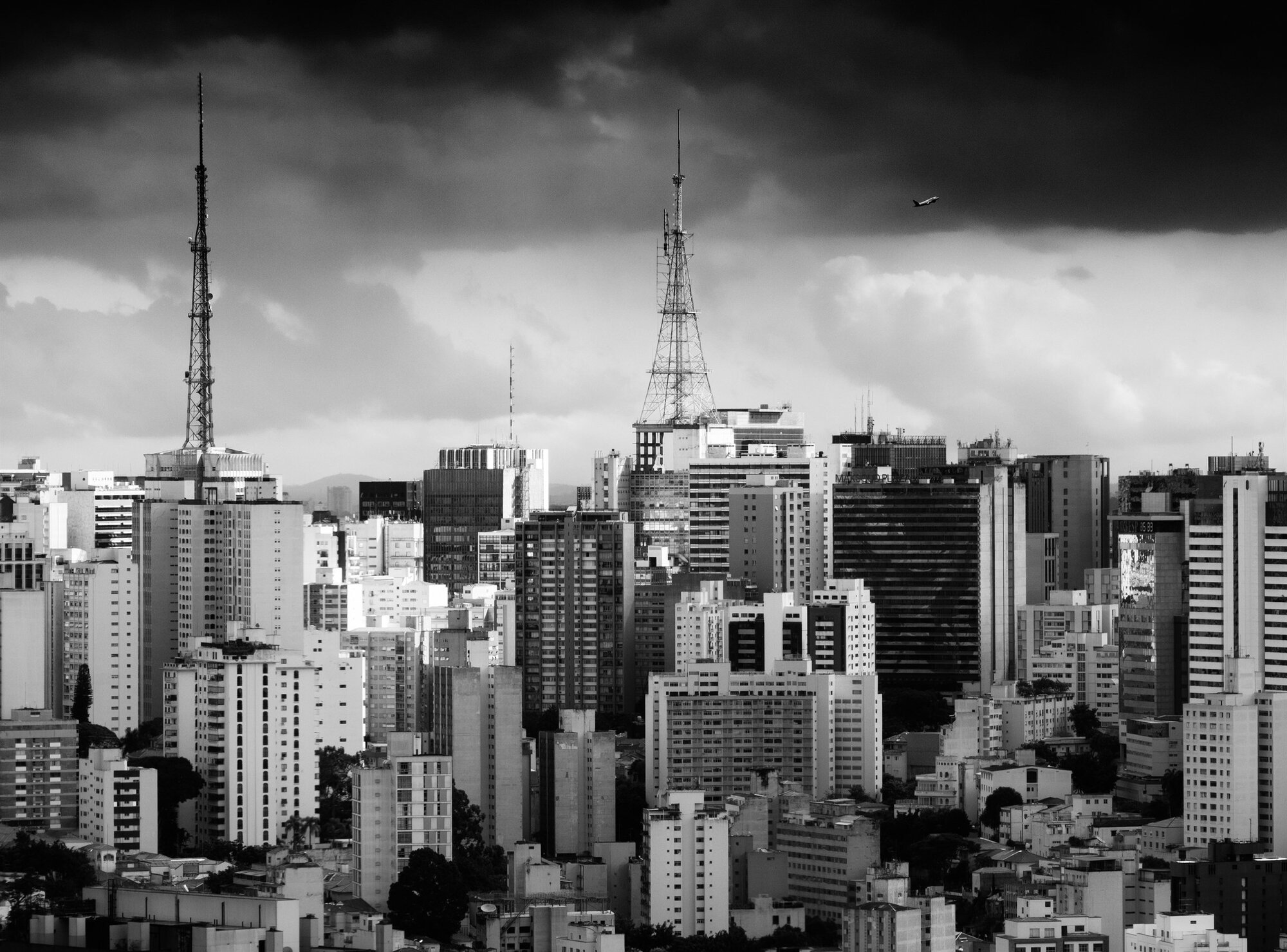 High-rise blocks and a broadcast tower
